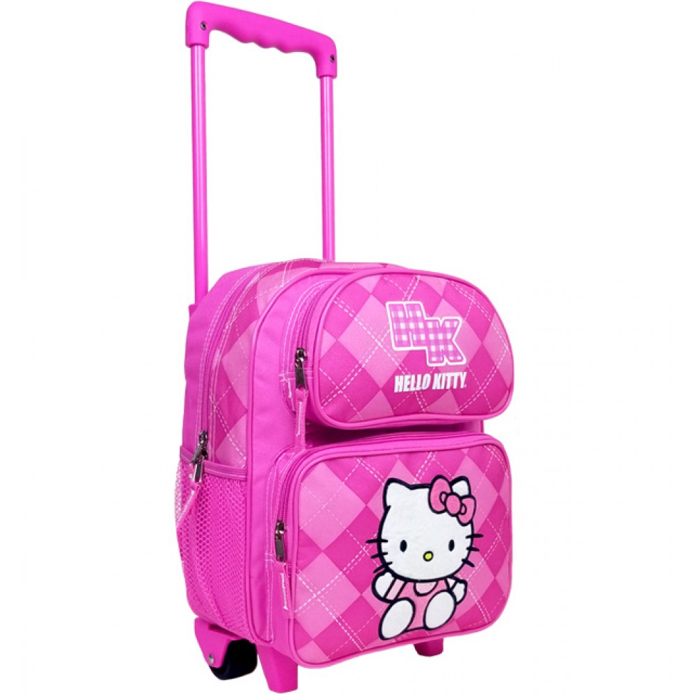  Hello  Kitty  Argyle Pink Small  Rolling Backpack  82071